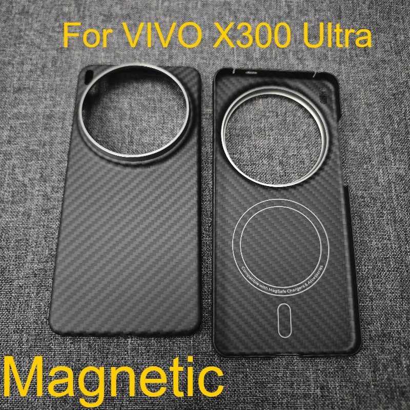

Luxury Hard Carbon Fibre Magnetic Phone Case For VIVO X300 Ultra Business Shockproof Aramid Fiber Cover Ultra-Thin Matte Cover