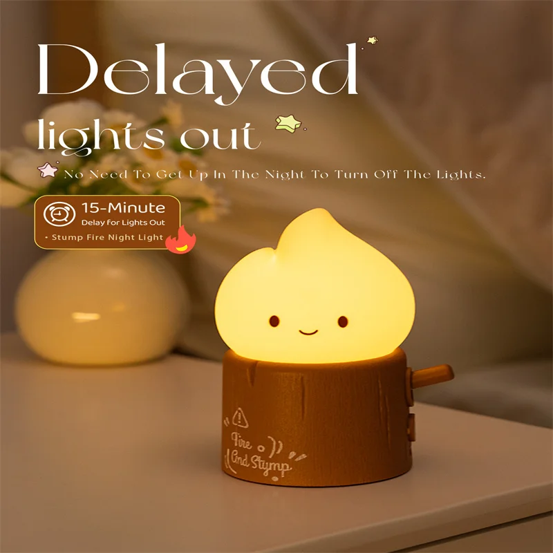 เทียน Flameless Night Light น่ารักน้ํามันก๊าด Sleeping Nightlights หรี่แสงได้ 2 โหมดโคมไฟข้างเตียงสําหรับห้องนอนเด็ก