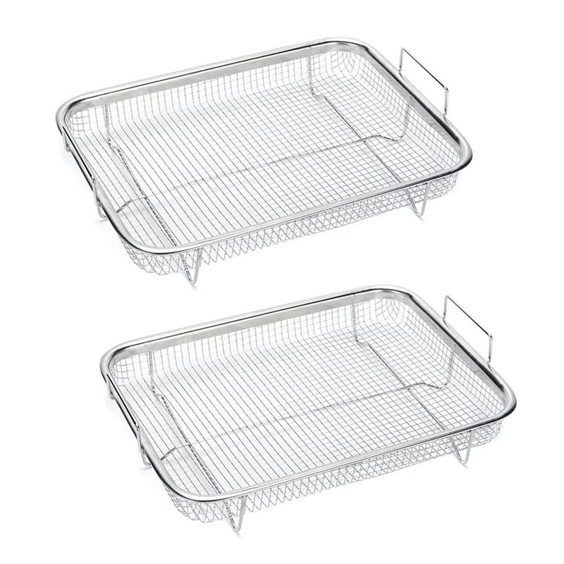 【Must-Haves】4X cesta de fritadeira de ar para forno, cesta de grelha de aço inoxidável, cesta de malha antiaderente, cesta de rack de fio de bandeja de fritadeira de ar