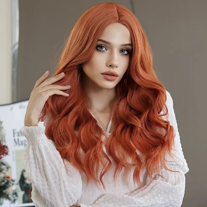 24 inch Halloween Coco women's wig fashionable fluffy wool curly hair dirty orange wig suitable for women to wear and use