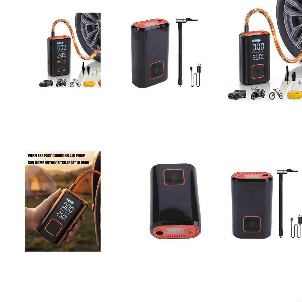 Vehicle Tire Air Compressor, Electric Tire Inflator with Digital Display and Button Controls for Travel Stops and Parking X37F