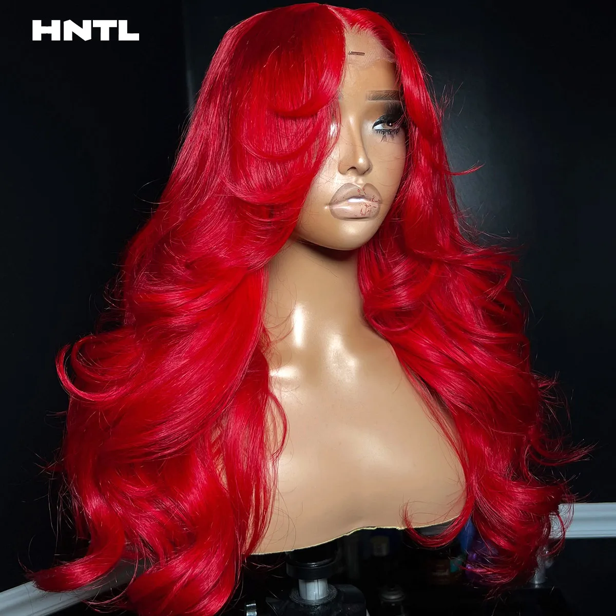 Hot Red Colored Wear and Go 4by4 Closure Glueless Wig 100% Human Hair 13x4 Lace Frontal Red Body Wave Wig for Woman Pre Plucked