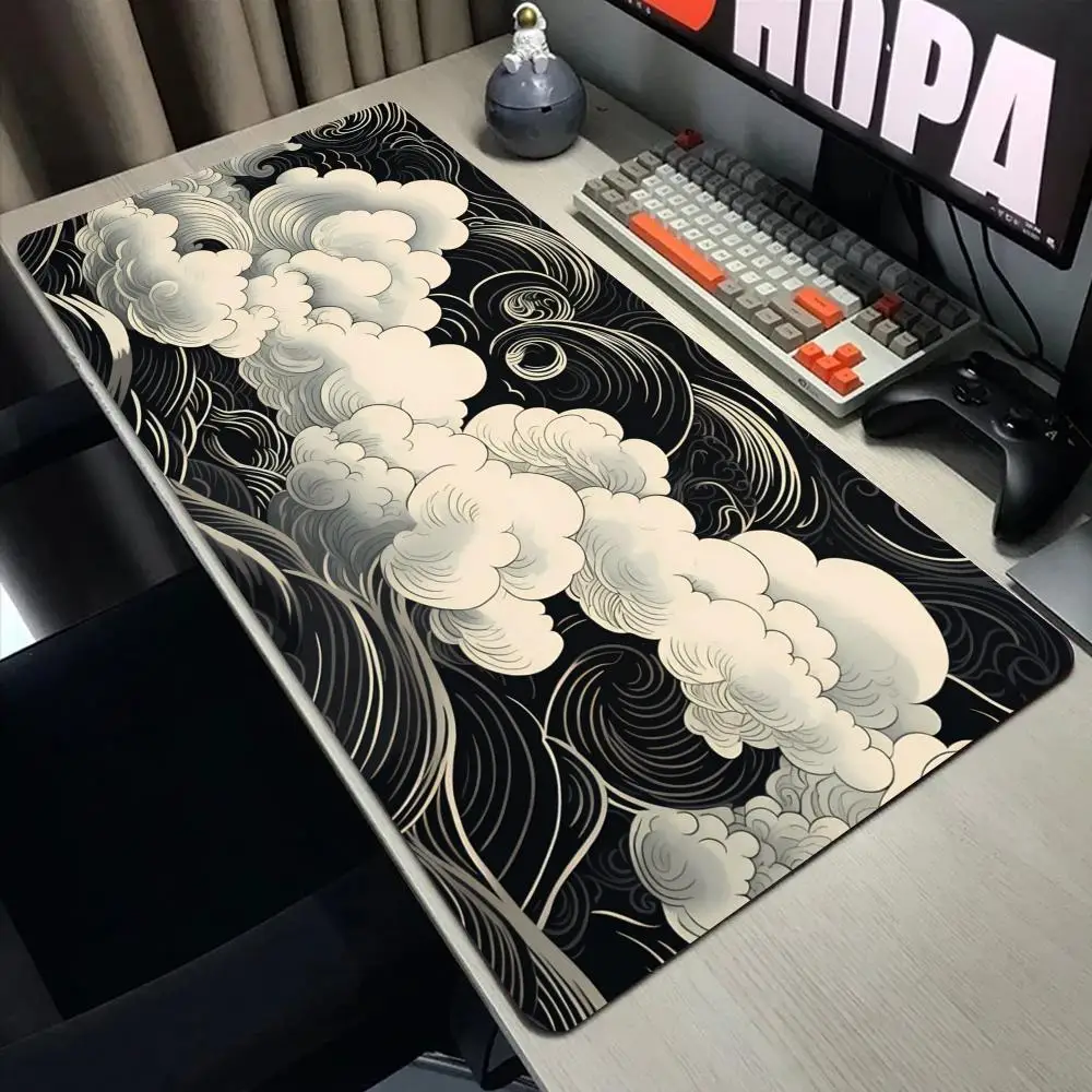 Black and White Clouds Art Mouse Pad Custom Large Extended Gaming Mouse Pad Graphical Design Big XXL White Cloud Office Desk Mat