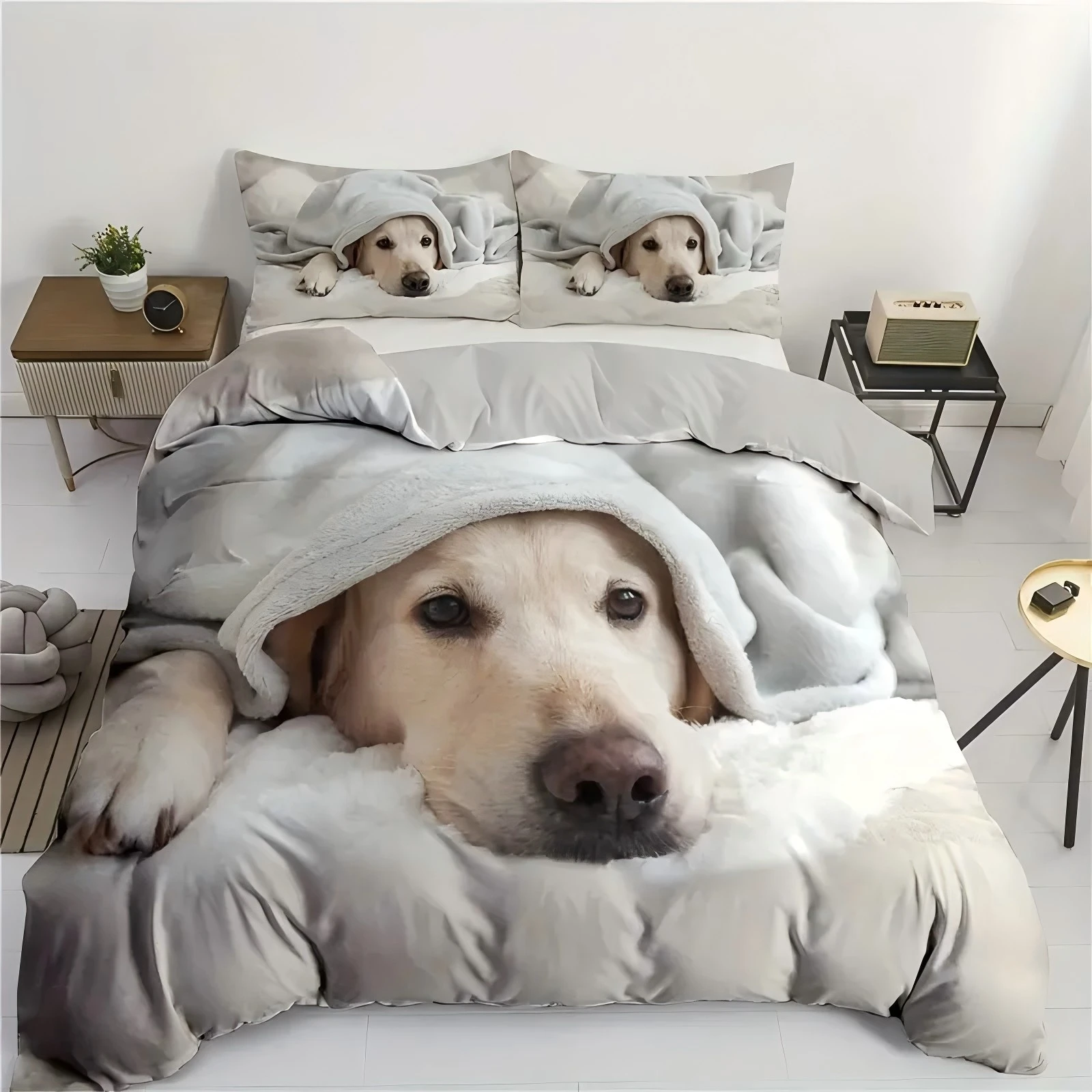 Cute Pet Labrador 3d Print Bedding Set for Kids Teens Adults Cute Animal Duvet Cover Soft Comfortable Home Polyester Quilt Cover