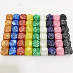 10 Pieces 16mm Acrylic Colorful Blank Pearl pattern Dice Round Corner For Teaching Props Game Accessories Mathematical Tools