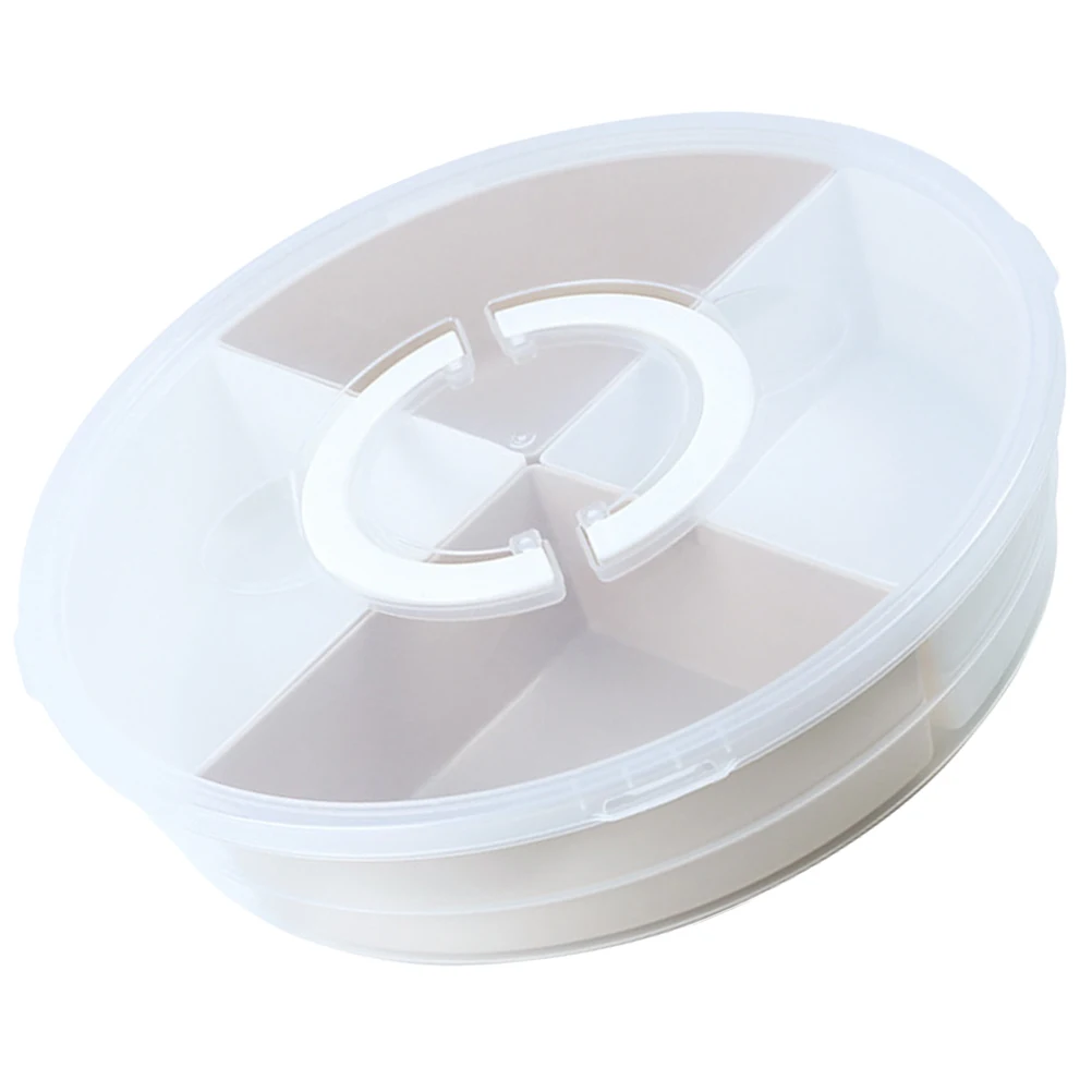 

Round 4 Compartment Snack Box Transparent Lid Portable PP Material Living Room Office Fruit Tray Container Party Use Easy