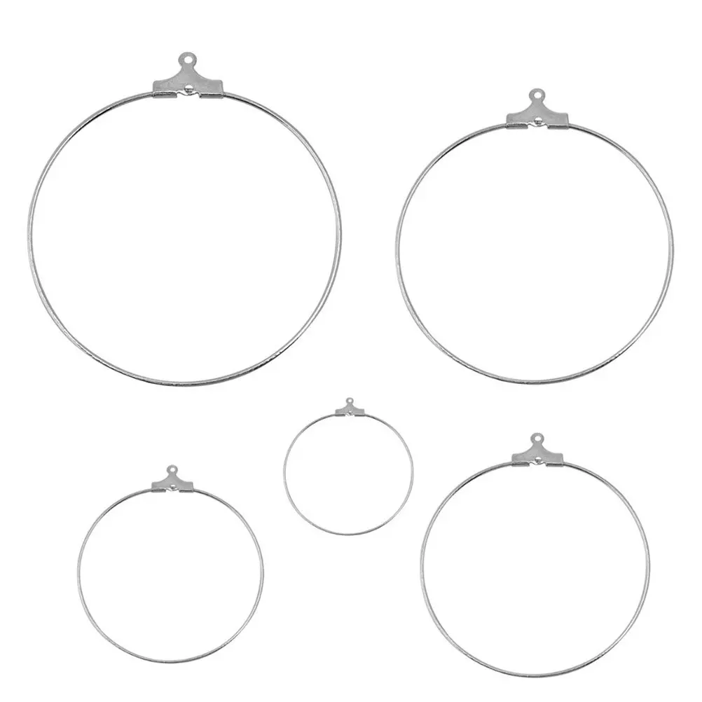 

20Pcs 40Mm Round Hanging Earring Charms Stainless Steel DIY Jewelry Supplies for Keychain Bracelet Eardrop Silver