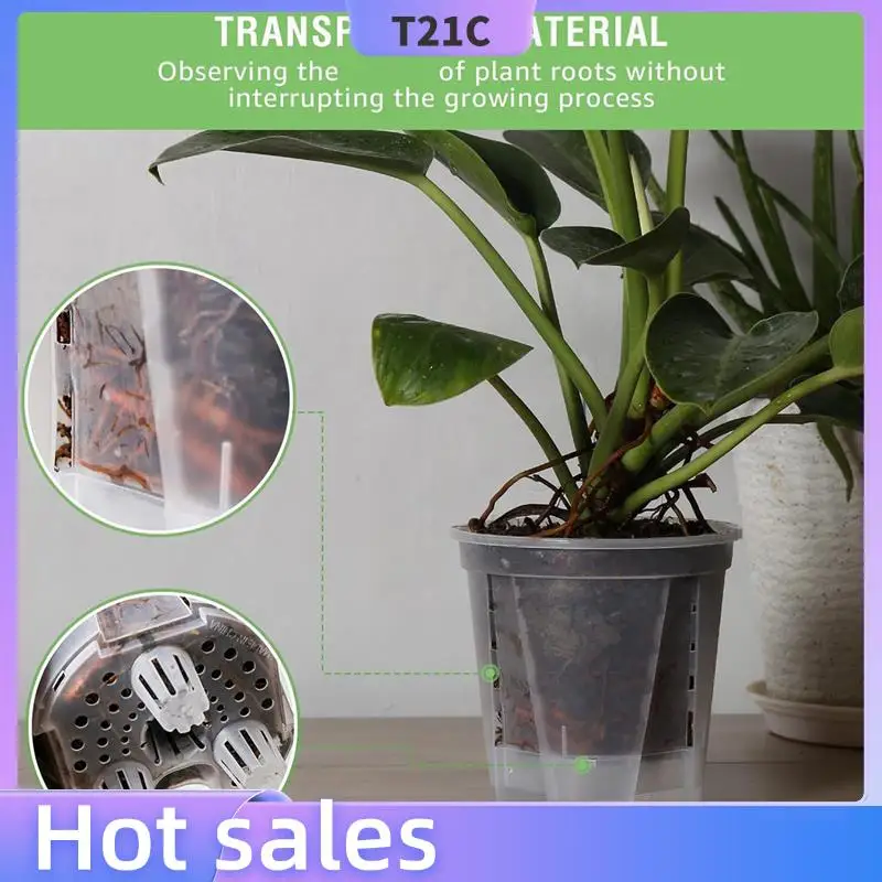 

T21C 6 Inch Transparent Plastic Garden Pots Self Watering Planters, 20 Pack Plastic Nursery Plant Pots With Deep Reservior