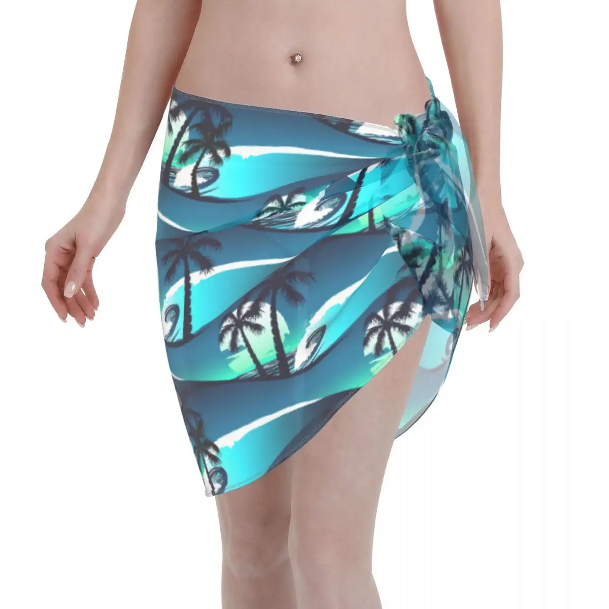 

Custom Tropical Hibiscus And Trees At Sunset Hawaiian Sarongs Swimsuit Coverups Women Beach Bikini Wrap Cool Beachwear