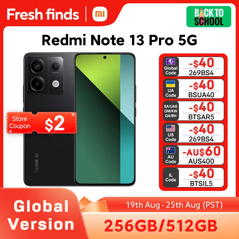 

Глобальная версия Xiaomi Redmi Note 13 Pro глобальная версия 200MP OIS Camera 6,67 "120Hz AMOLED display Snapdragon 7s Gen 2 67W Turbo Charging