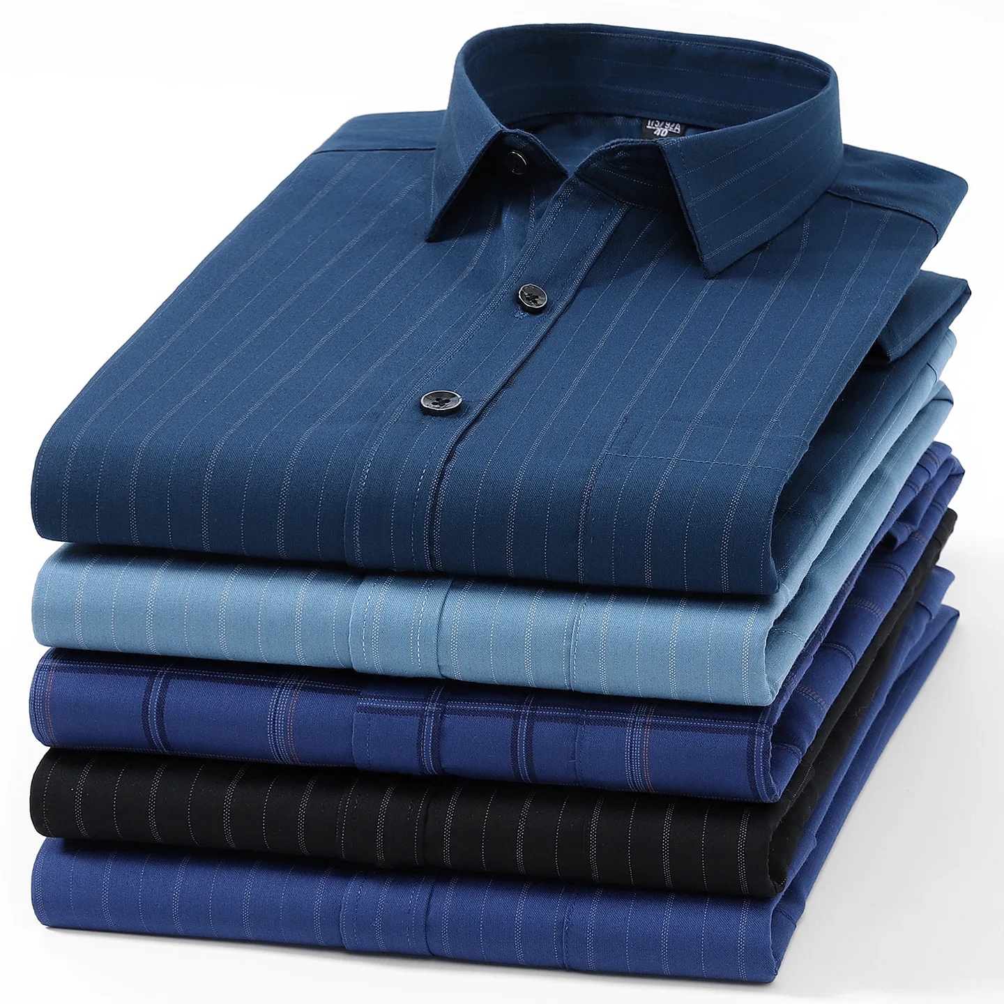 

Autumn new style high-end men's long-sleeved anti-wrinkle and no-iron striped shirt, checkered shirt, plus-size and extra-large