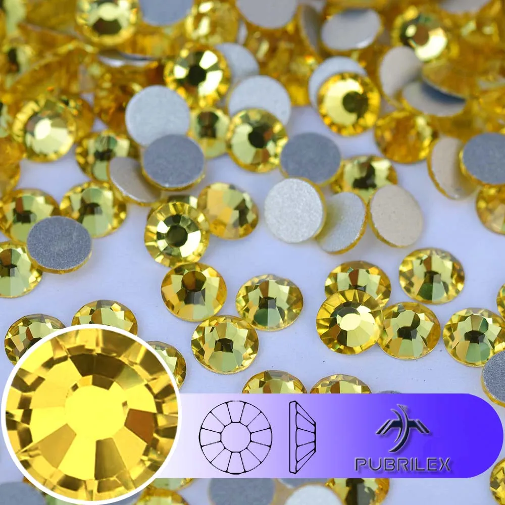 PUBRILEX Citrin-Farbene Nicht-Hotfix-Strasssteine, Flache Rückseite, Glitzer-Kristall-Strass für Kleidung, Handwerk, Nagelkunst-Dekoration – Detail 5