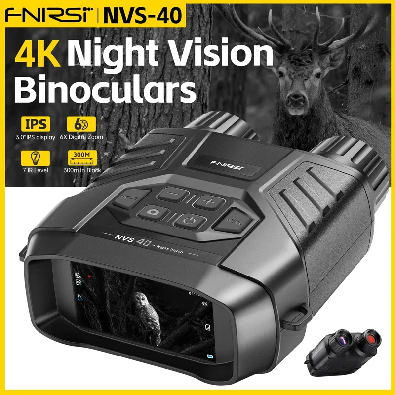 

FNIRSI NVS-40 Binoculars Night Vision Goggles 4K HD Telescope 6X Digital Zoom 300m for Hunting Camping Day Night Dual Use Tool