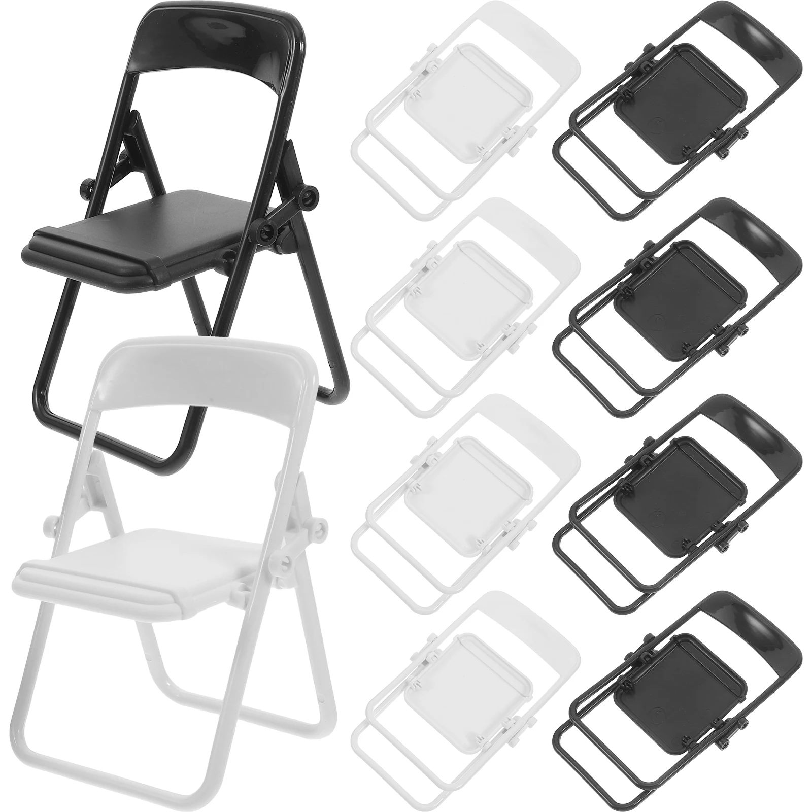 

10 pcs Miniature Folding Chairs Lightweight Portable Phone Stand Dollhouse Furniture Table Chairs Decor Accessories