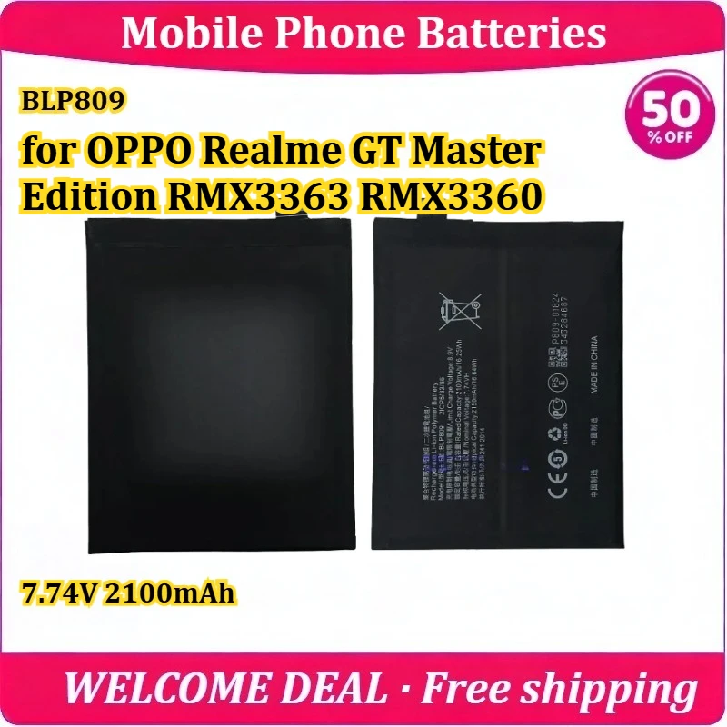 [New] BLP809 for OPPO Realme GT Master Edition RMX3363 RMX3360 Mobile Phone Battery 7.74V 2100mAh Replacement Lithium Battery