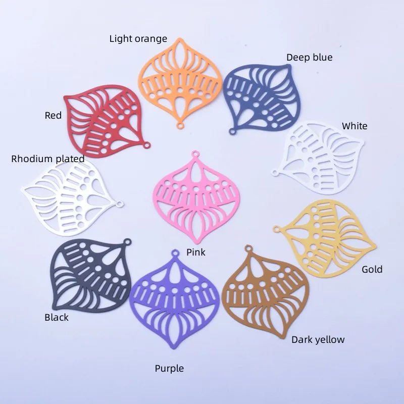 30 Stück AB7920 Messing Filigran Ohrringe mit geometrischem Hohldesign, bunte goldene Anhänger für DIY-Schmuckherstellung – Detail 1