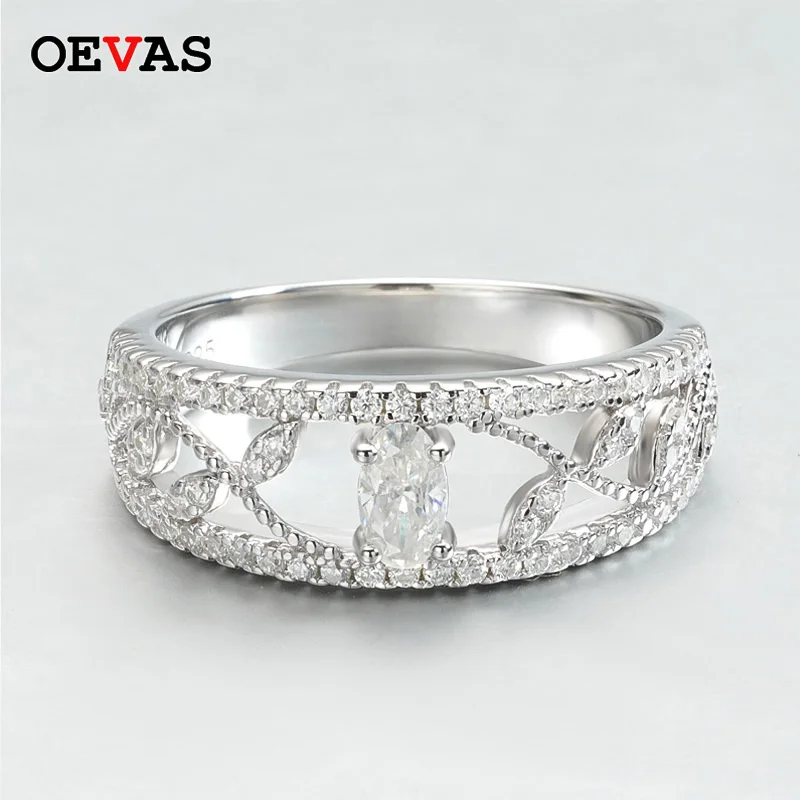 

OEVAS 0.65 Carat Full Moissanite Wedding Rings For Women 3*5mm 0.3 carat Oval Diamond 100% 925 Sterling Party Gift Fine Jewelry