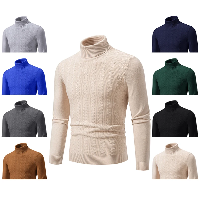 

Men's Fashion Turtleneck Zipper Sweater Comfortable Casual Embroidered Pattern Pullover