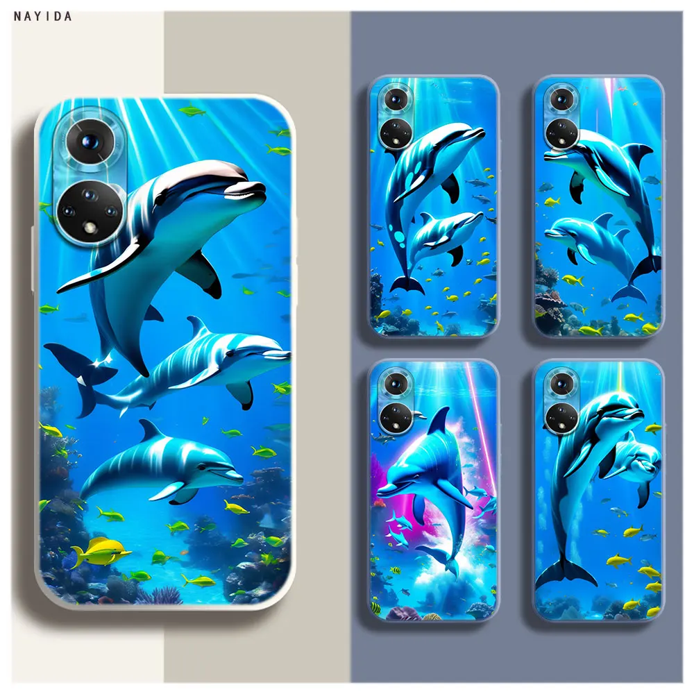 Phone Case For Honor 70 50 X6A X9B X7A X8A X9A Soft Silicone Original Cover Laser Dolphin