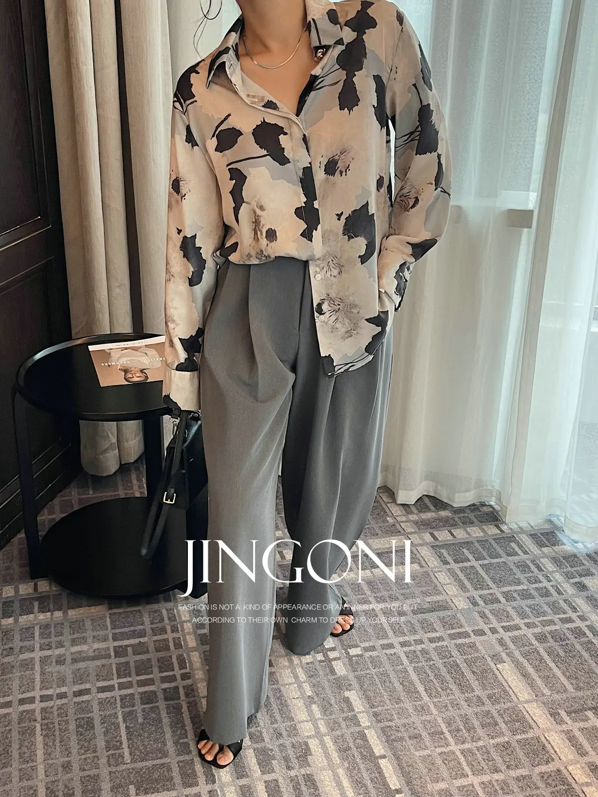 Floral Satin Shirt Blouse Top Y2K Woman Clothing 2025 Spring Summer Stylish Long Sleeve Korean Fashion Style Vintage Elegant New