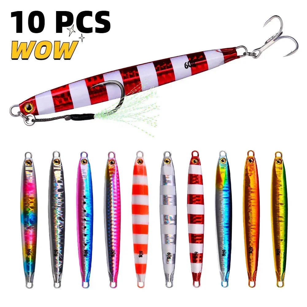 

Pcs/set 40g Pesca 30g Trout Bait Lures 10 Jigs Cast 60g Hard Fishing Jigging Saltwater Lot Baits 10g Tackle 20g Fish Metal