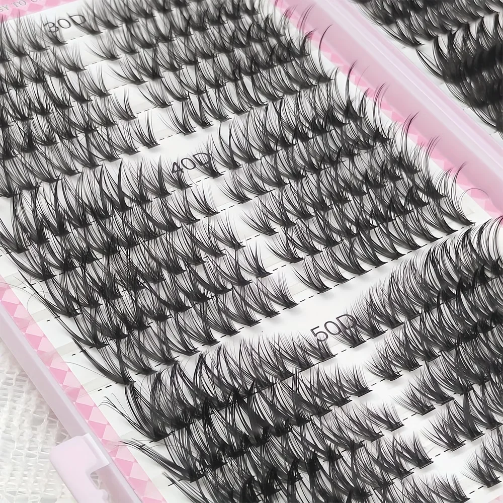 DIY False Eyelash Kit, Large Capacity, Mixed Type, Individual Clusters, Natural, Eye-catching, Messy, Fluffy, Curled.