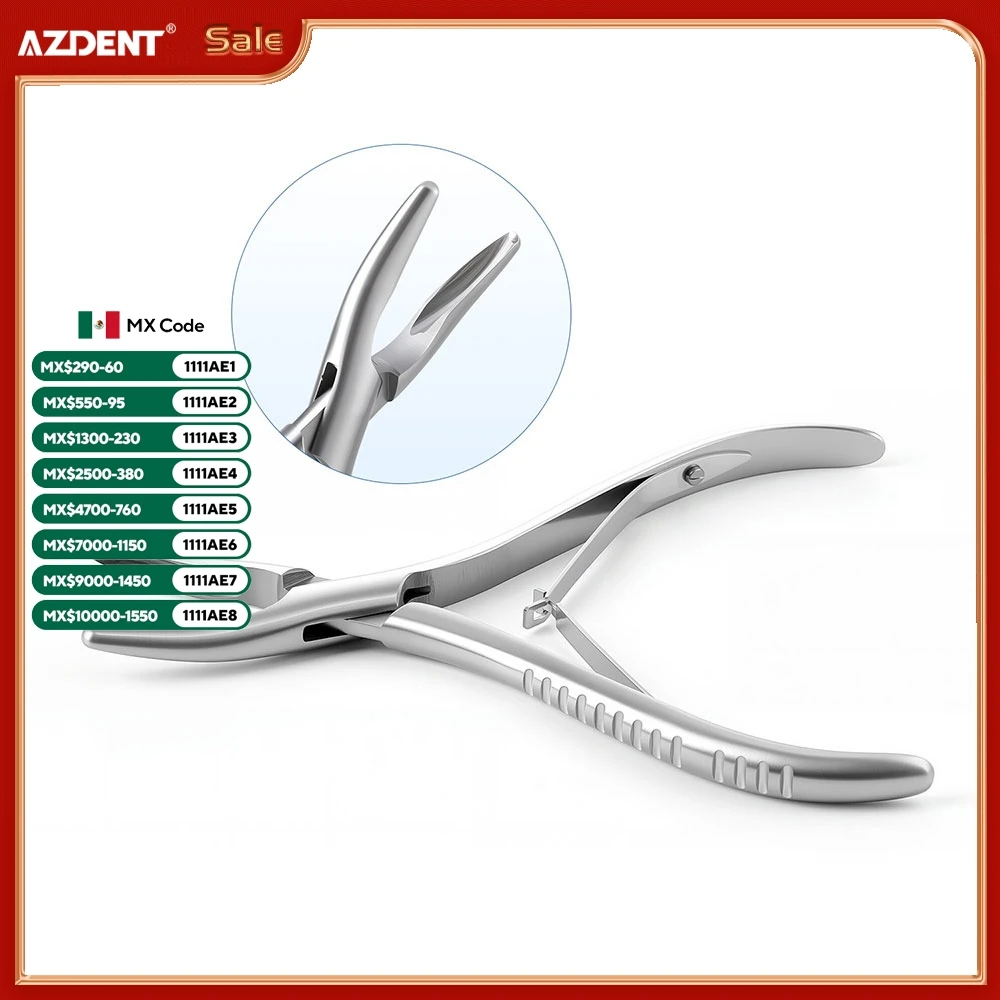 

AZDENT Dental Curved Bone Rongeur Stainless Steel Dental Rongeur Plier Dentistry Clamp Dentist Surgical Forceps