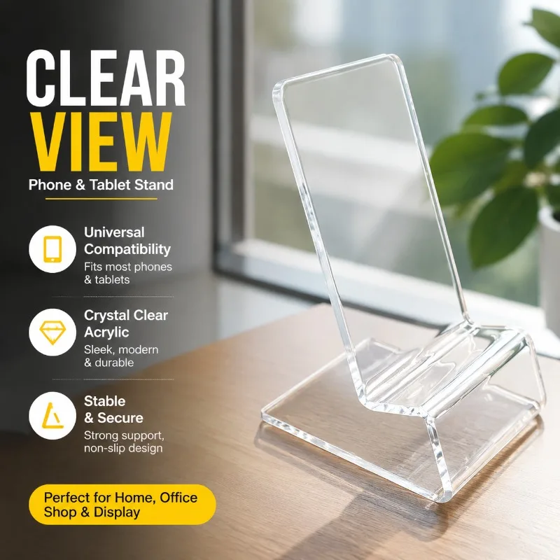 

Acrylic Transparent Phone Holder Tablet Stand Shelf Window Counter Display Case for iPhone Samsung Xiaomi Cellphone