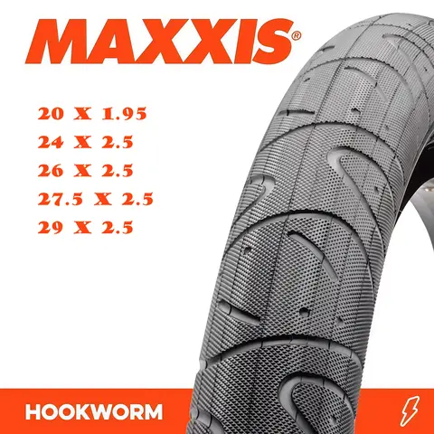 MAXXIS Hookworm 26 x 2.5 Bicycle Tire BMX Wire Bead Clincher Tire for Street Park vert Flatland 20 inch 24 26 27.5 or 29 Sizes