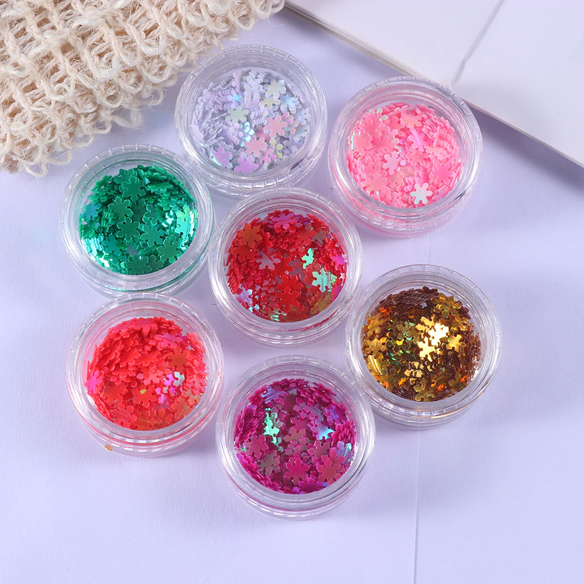 12 pçs brilhante floco de neve brilhando lantejoulas adesivos de unhas leve durável natal prego diy fornecimento de arte unhas diy