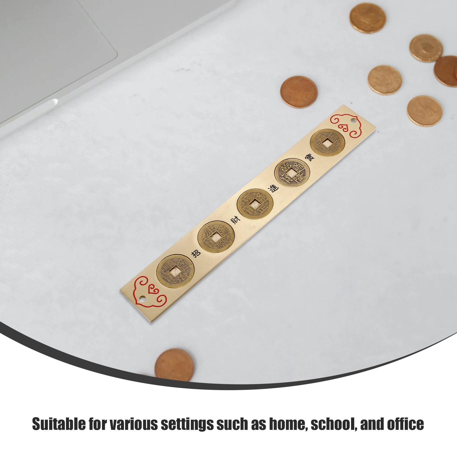 

Brass Emperor Coins Ruler Vintage Style Precision Measuring Tool Multi-Use Chinese Traditional Ruler Home Office Decoration