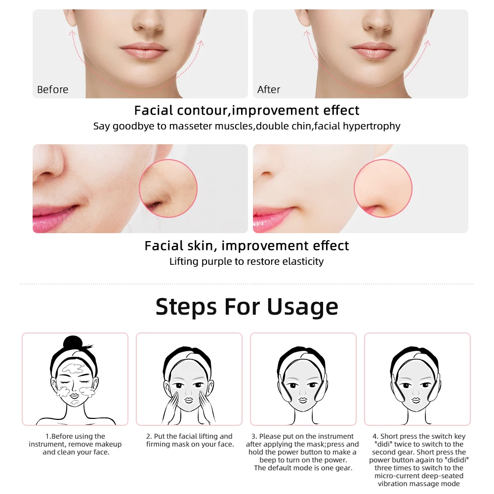 얼굴 리프팅 기계용 EMS V-페이스 마사지기, 얼굴 턱 리프트 마사지기, 얼굴 슬리밍 운동기, 피부 탄력, 주름 방지 스킨 케어