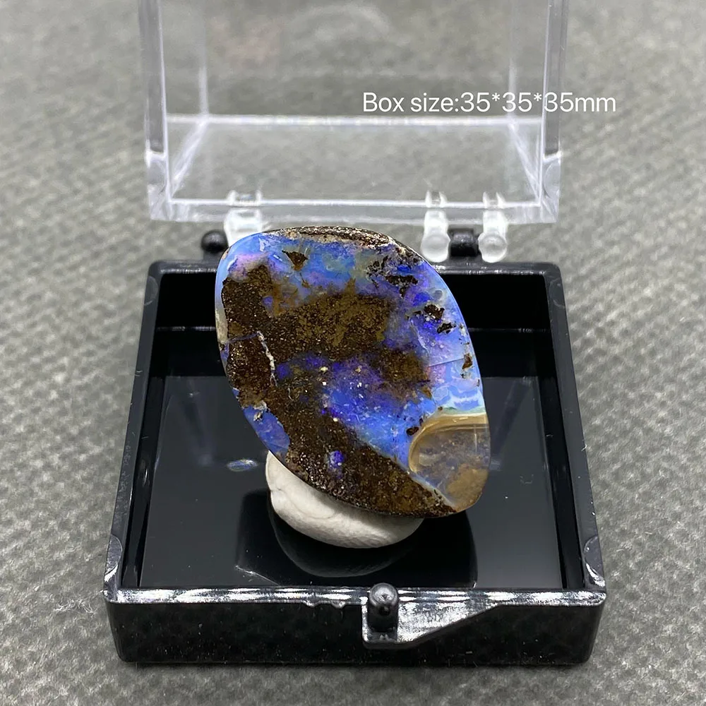 100% natural rare Australian iron opal (photographed in wet water state) gem mineral specimen quartz gemstones box size 3.5cm