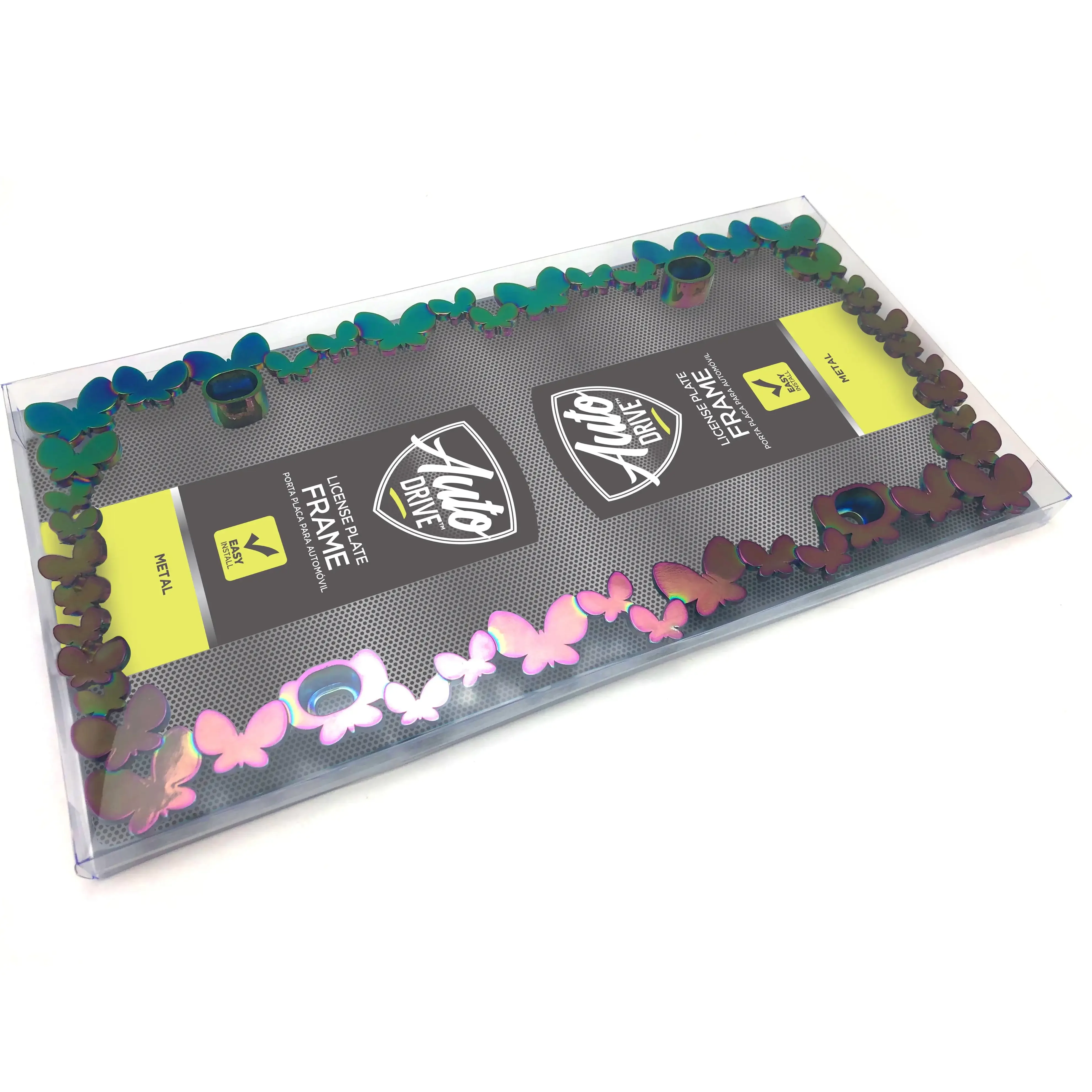 3D Butterfly Chameleon Chrome Metal License Plate Frame,Weather-Resistant,Easy Installation,Universal