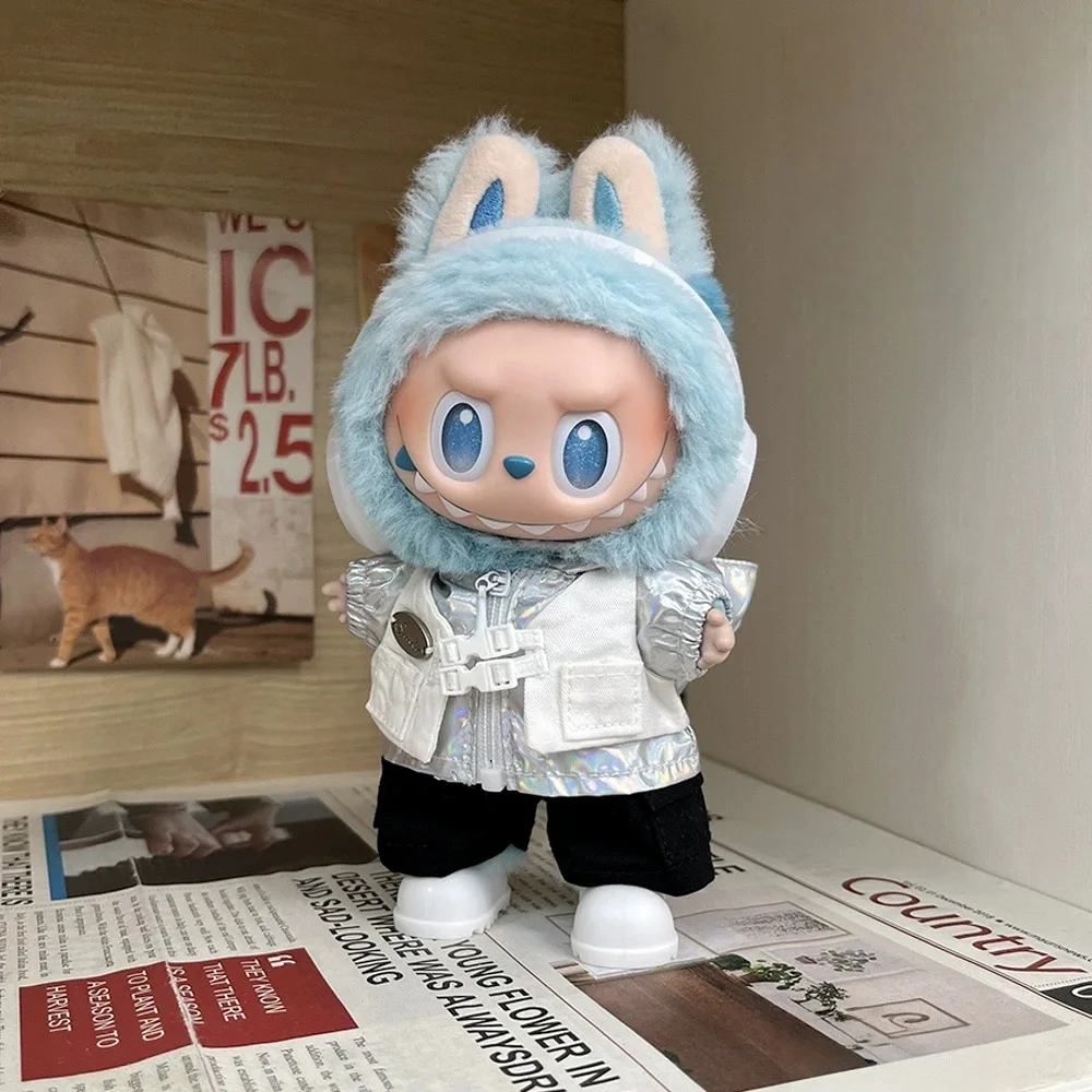 For Labubu V1 V2 V3 Clothes Vinyl Baby Clothes Lucky Loyalty Trendy Cool Strap Pants Diy Accessories Gift Customization Doll