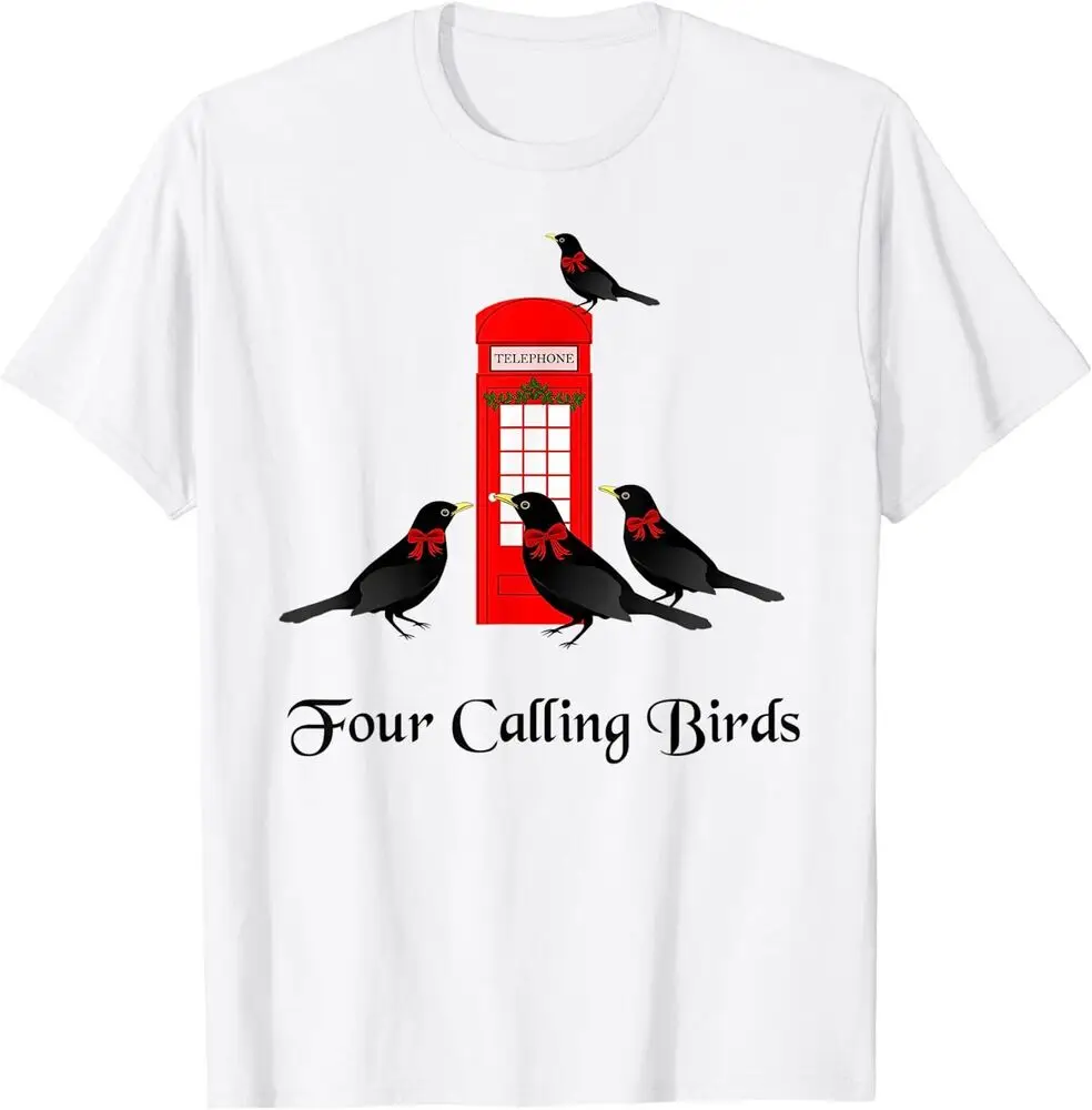 Funny Four Calling Birds Twelve Days Of Christmas T-Shirt For Men Clothing Women Tees High Quality 100%Cotton Short Sleeve