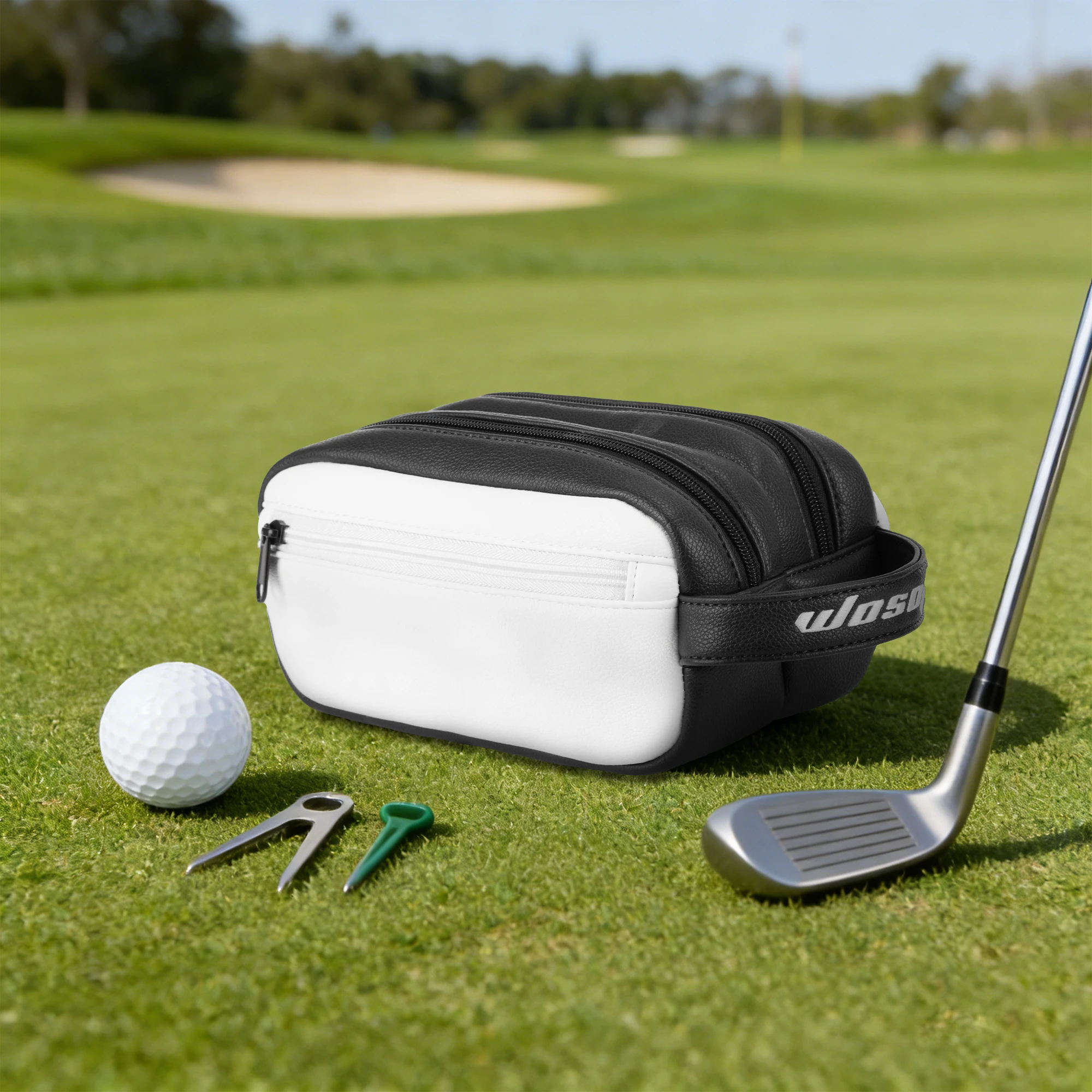 ポータブルゴルフアクセサリーバッグ PUレザーゴルフポーチ  - Golf Equipment Organizer のレビューと価格