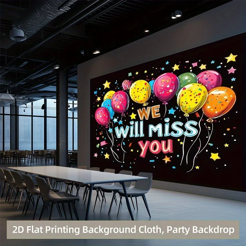We Will Miss You Tapestry, Colorful Balloons & Confetti Wall Hanging, Farewell Party Decor for Office School Dorm Background