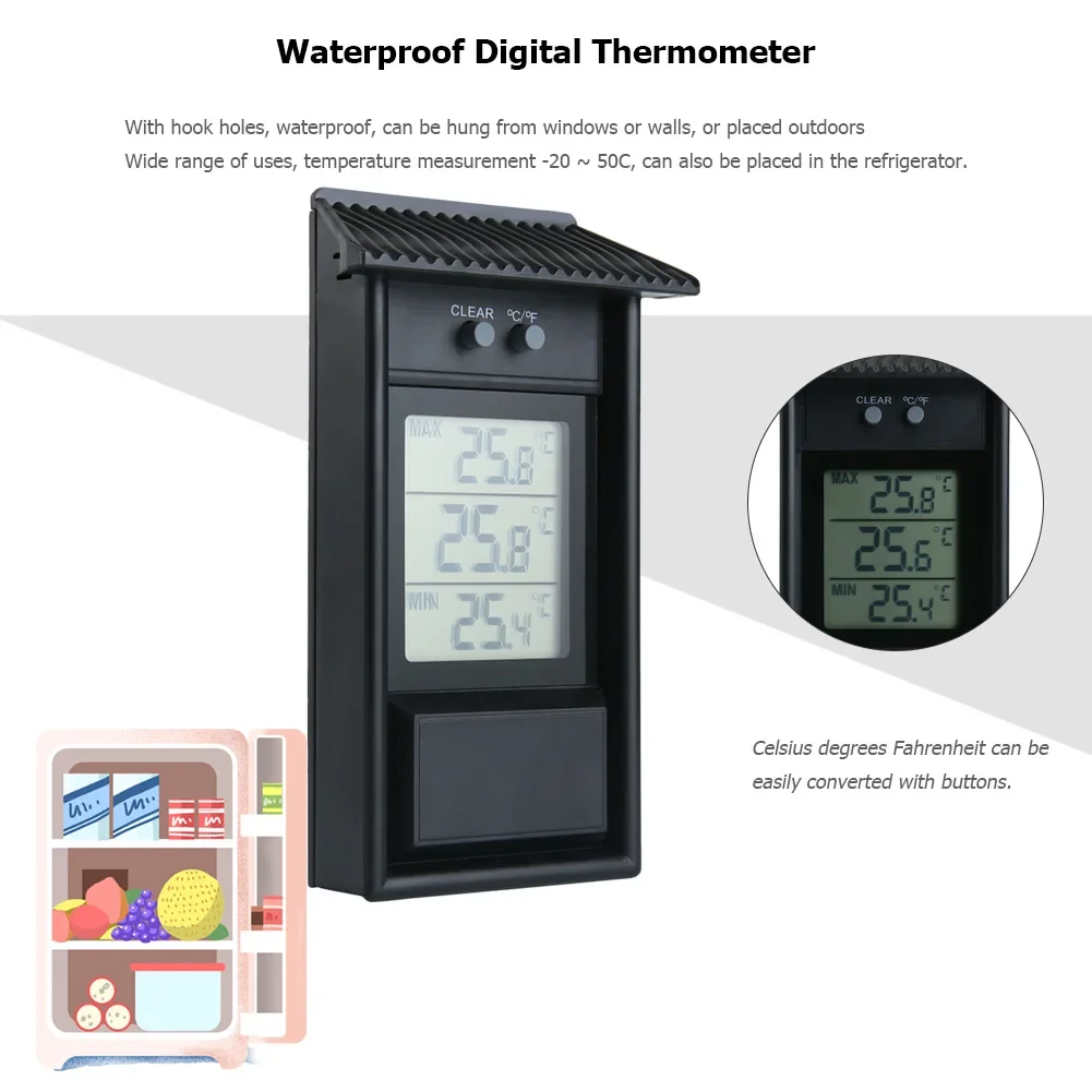 Funzione di memoria del termometro digitale per termometro per esterni Max Min termometro per uso domestico termometro ambientale per giardino