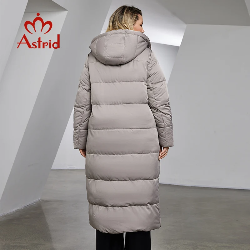 Astrid-Parka à capuche surdimensionnée pour femme, manteau long et chaud, veste décontractée, vêtements féminins, grande taille, couture, mode,