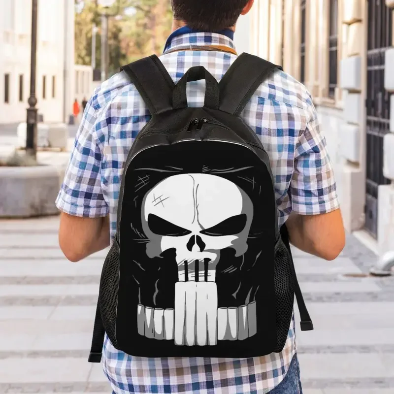 Kustom Punisher setelan ransel perjalanan pria wanita tas sekolah Laptop tas buku pelajar kuliah tas Harian