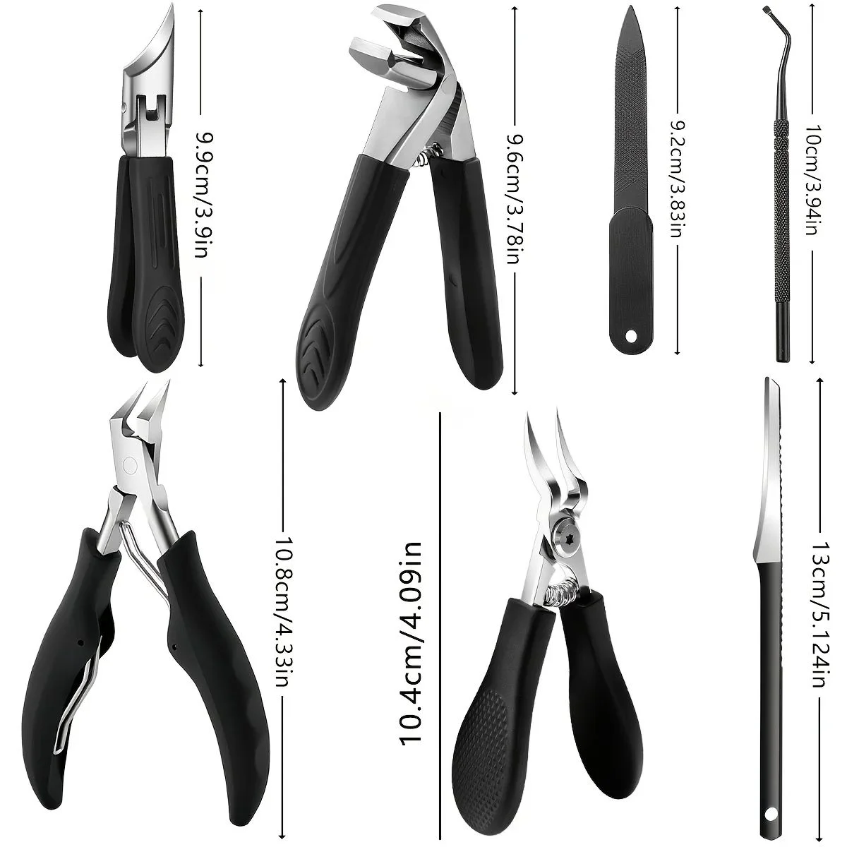 1/9pcs Professional Heavy Duty Nail Care Tool Set - Wide Jaw Nail Clippers with Convex for Thick Ingrown Toenails & Fingernails
