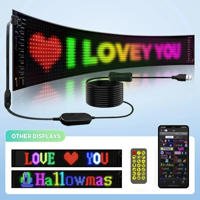 LED Flexible Rolling Screen Waterproof Billboard Matrix Pixel Panel Flexible USB 5V LED Car Logo Bluetooth Application Control