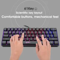 V700 61 Keys USB Backlight keyboard for Gamers  RGB Gaming Keyboard with Multiple Shortcut Key Combinations for Laptop PC