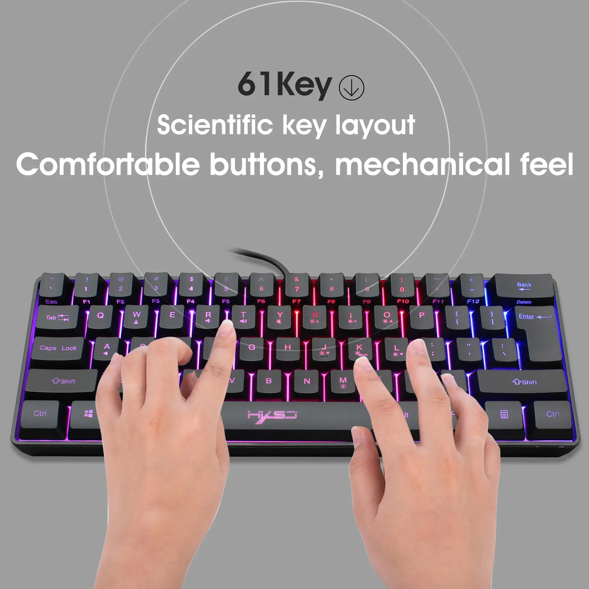 V700 61 Keys USB Backlight keyboard for Gamers  RGB Gaming Keyboard with Multiple Shortcut Key Combinations for Laptop PC