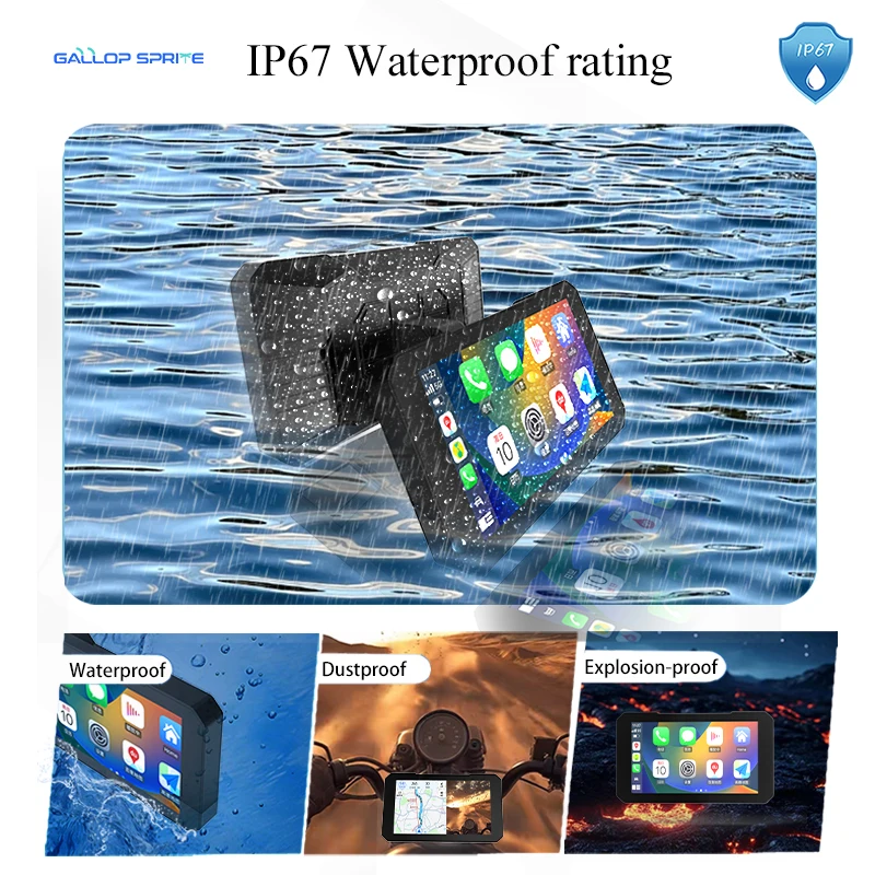 جالوب سبرايت 5 بوصة للدراجات النارية نظام تحديد المواقع والملاحة اللاسلكية CarPlay أندرويد السيارات IPX7 مقاوم للماء DVR محرك مسجل موتو مراقب