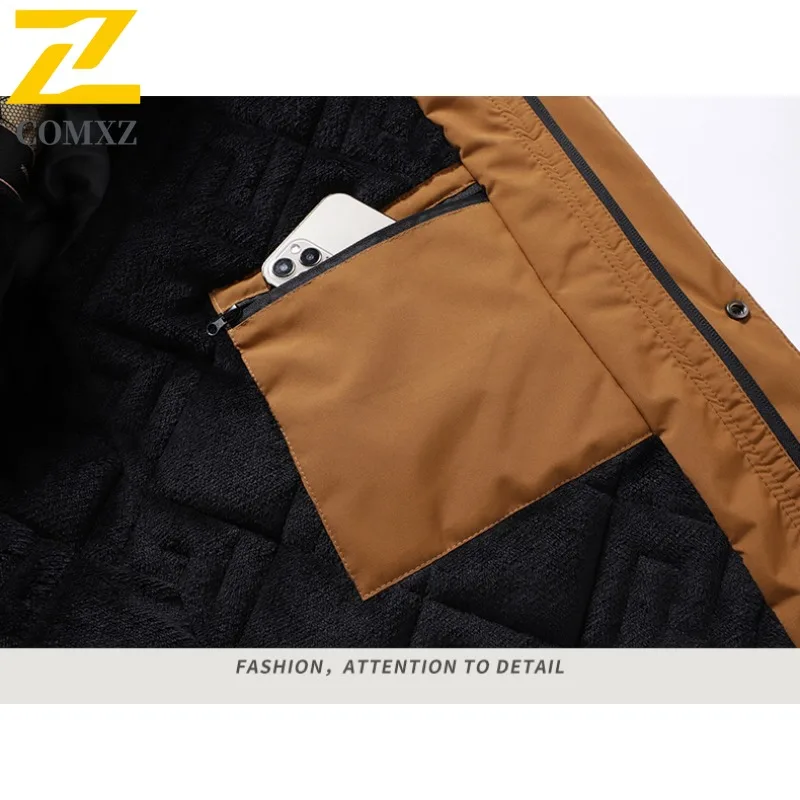 سترة مبطنة للرجال للعمل في الهواء الطلق من COMXZ، سترة مريحة سميكة ودافئة، نمط يومي كاجوال، ملابس شتوية جديدة خفيفة الوزن #6