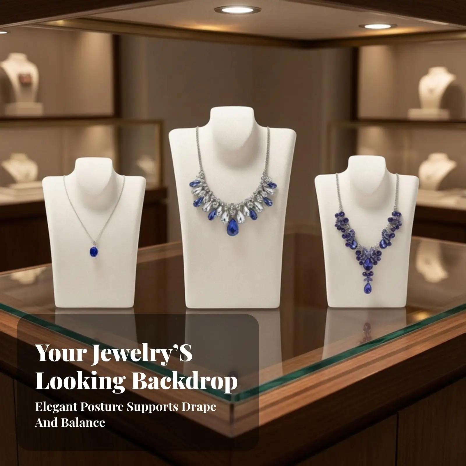 Necklace Display Bust Professional Torso Necklace Display Jewelry Bust Holder Elegant Sturdy for Jewelers, Retail Counter