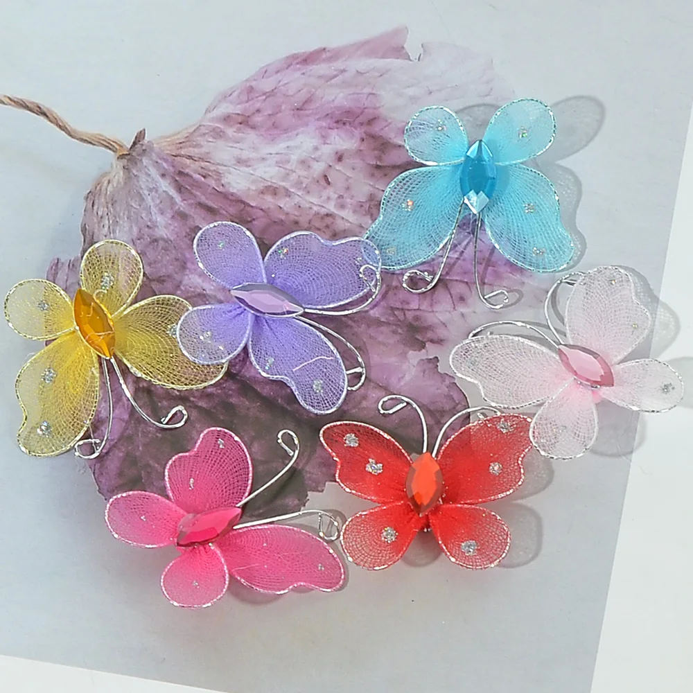 20/100Pcs Mesh 3D Multicolor Tulle Butterfly Wall For  DIY Kids Nursery Bedroom  Kitchen Fridge TV wall Wedding Decoration