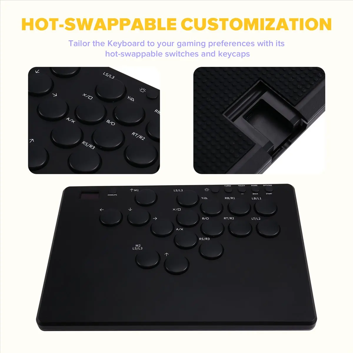 OKgood Keyboard-Style RGB Lighting Shaker 14-Key Street Fighter 6 Fighting Keyboard Supports Macro Programming Replaceable Keys